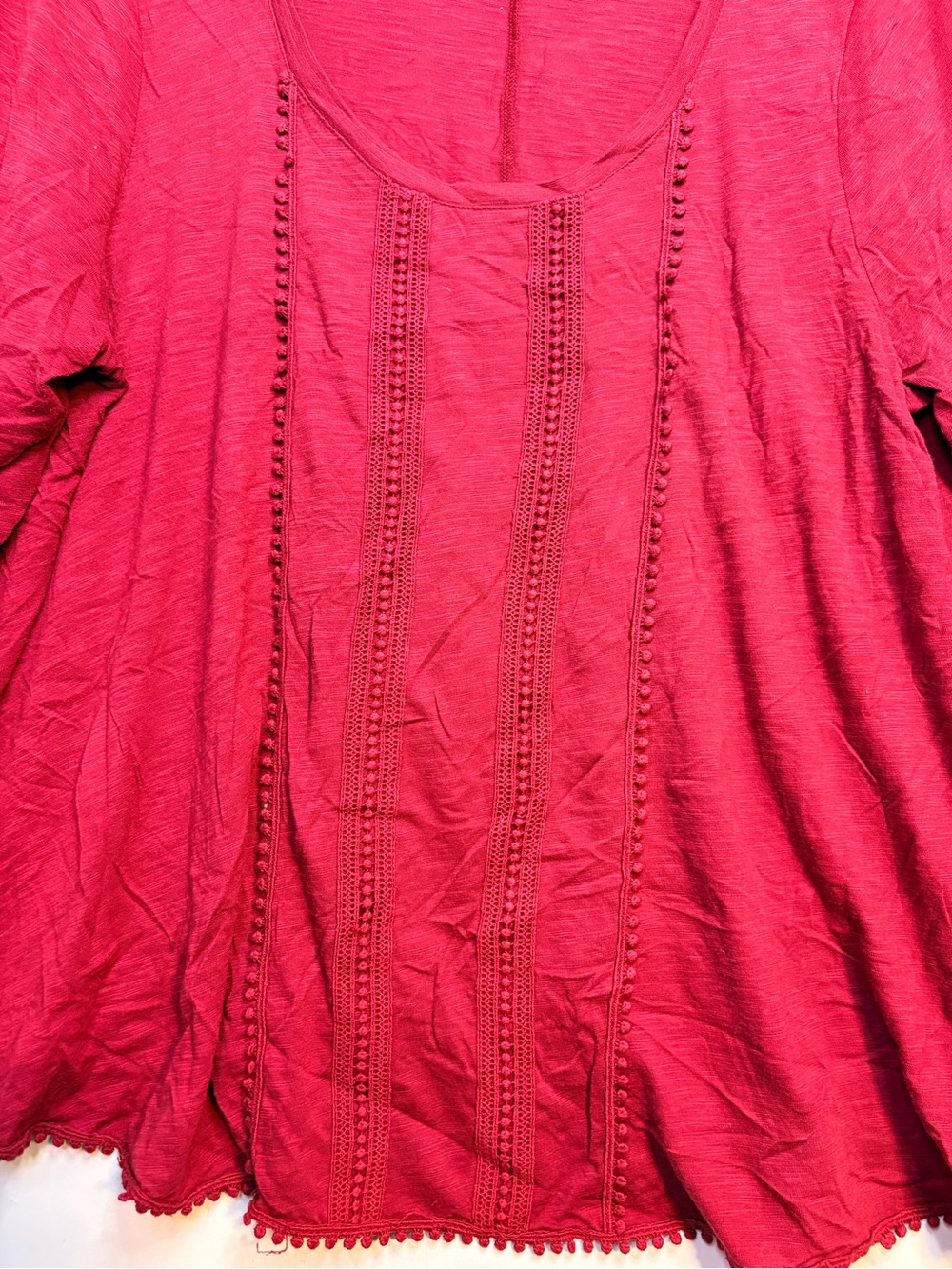 American Rag Raspberry Scoop Neck Crochet-Trim Tunic 2X - Picture 3 of 8